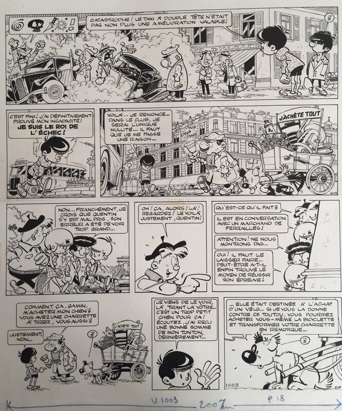 Greg, les As, 1er épisode, le jeu des cinq As, planche n°61, 1964. - Planche originale