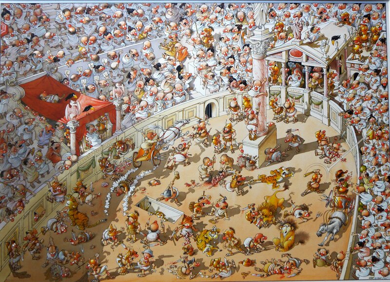 For sale - » les Gladiateurs Dans les Arènes  » – Grande Illustration originale – Jean-Jacques Loup - Original Illustration