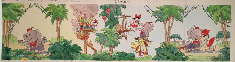 Studios Disney, Walt Disney, Walt Disney, Elmer l'éléphant, illustration 2, 1937. - Illustration originale
