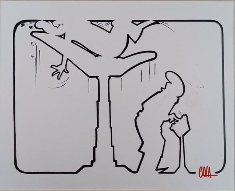 La Linea (Dentiste) par Osvaldo Cavandoli - Illustration originale