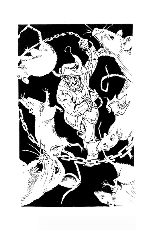 Andrzej Łaski, Andrzej Pilipiuk, Jakub Wędrowycz - Faceci w gumofilcach / Des hommes en bottes de caoutchouc - Król szczurów / Roi des rats - Illustration originale