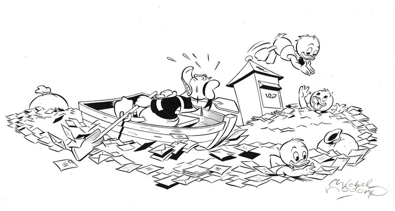 Michel Nadorp | 1995 | Donald Duck illustration Brievenbus - Illustration originale