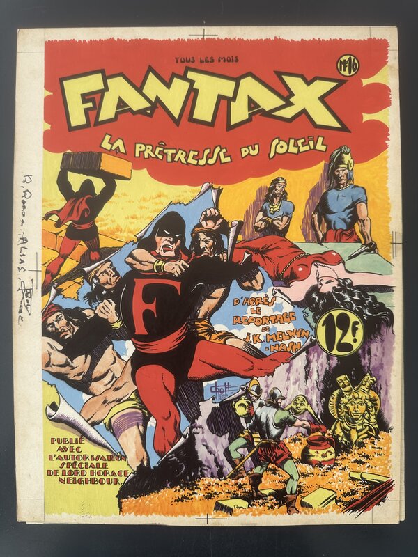 En vente - Couverture Originale Bob Roc Fantax N°16 La Pretresse du Soleil - Couverture originale