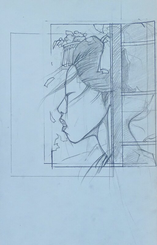 For sale - Femme de profil by Michetz - Original Illustration