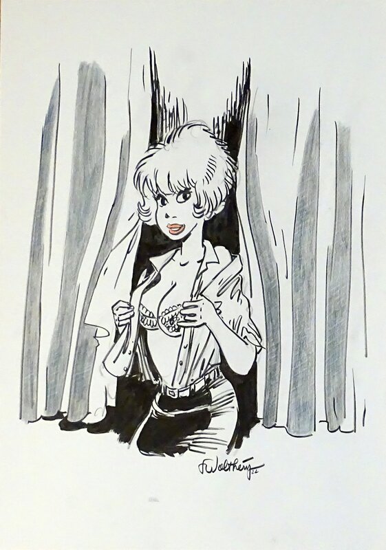En vente - Natacha rideau par François Walthéry - Illustration originale