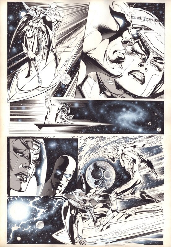 En vente - Claudio Castellini, Ron Marz, Silver Surfer -  L'obscure clarté des étoiles/Dangerous Artifacts/Il buio oltre le stelle - p. 044 - Planche originale