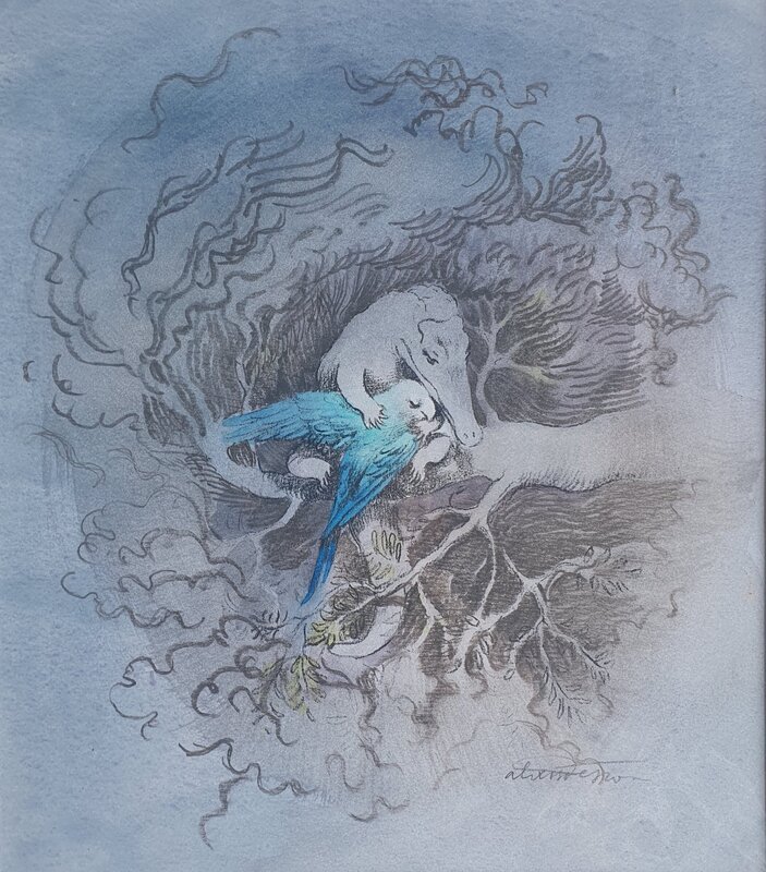 Croc and Bird by Alexis Deacon - Original Illustration