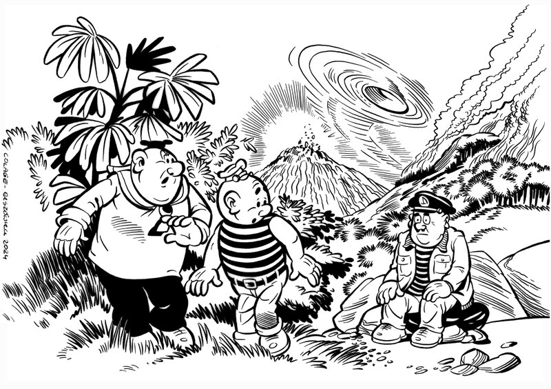Wojtek Olszówka, Janusz Christa, Janusz Christa's postcards set 2 - Kaytek et Koko Île folle / Zwariowana wyspa - Illustration originale
