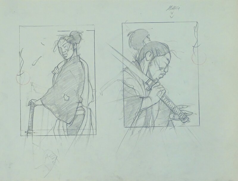 For sale - Michetz, Samouraï au Katana 01 - Original Illustration