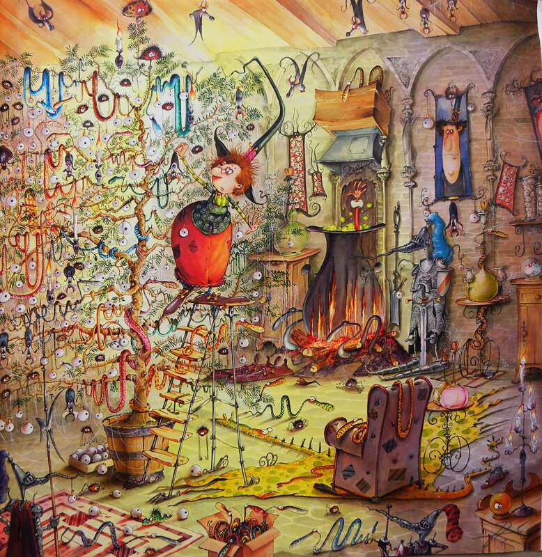 For sale - « Sorcière Décoration de Noël » – illustrations originale ( Calendrier ) – François Ruyer - Original Illustration