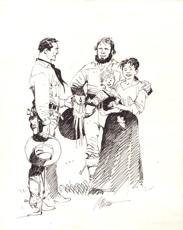 En vente - Ivo Milazzo, Claudio Nizzi, Tex et Ken Parker -  Sang sur le colorado - Illustration originale
