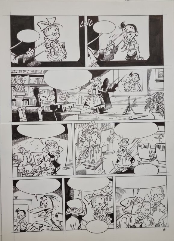 En vente - Jean-Marc Krings, Zidrou, Bob et Bobette (Hommage) - Planche originale