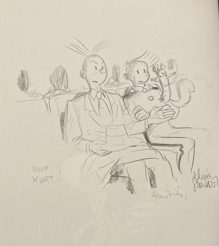 Dedicace Spirou par Olivier Schwartz - Planche originale