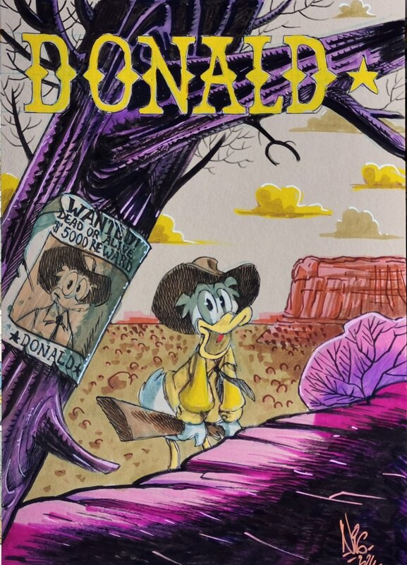 Nicolas Kéramidas, Donald Duck, hommage à Tex Willer - Original Illustration