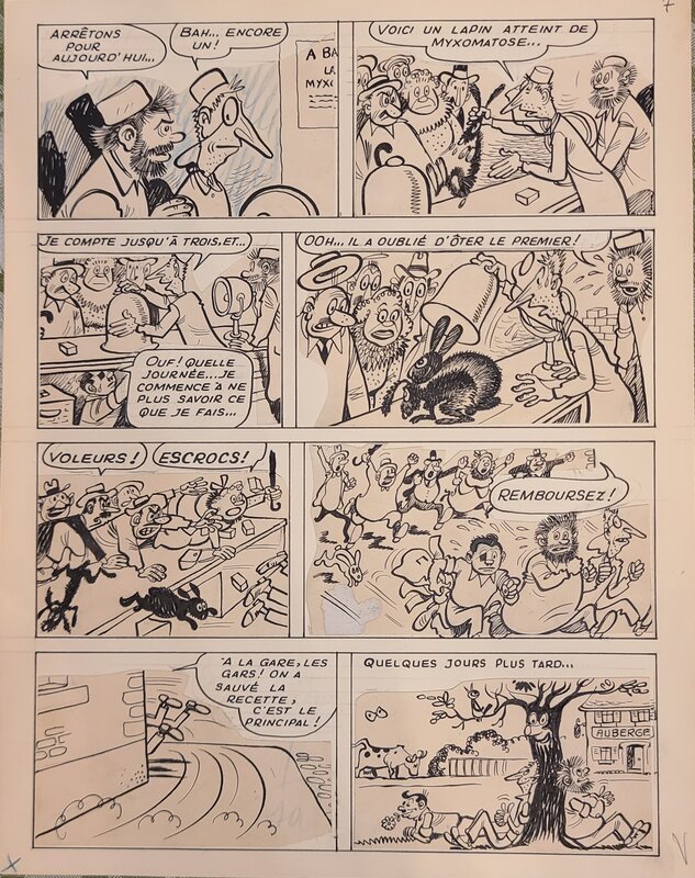 René Pellos, Les Pieds Nickelés en pleine corrida (version 1964) - Planche originale