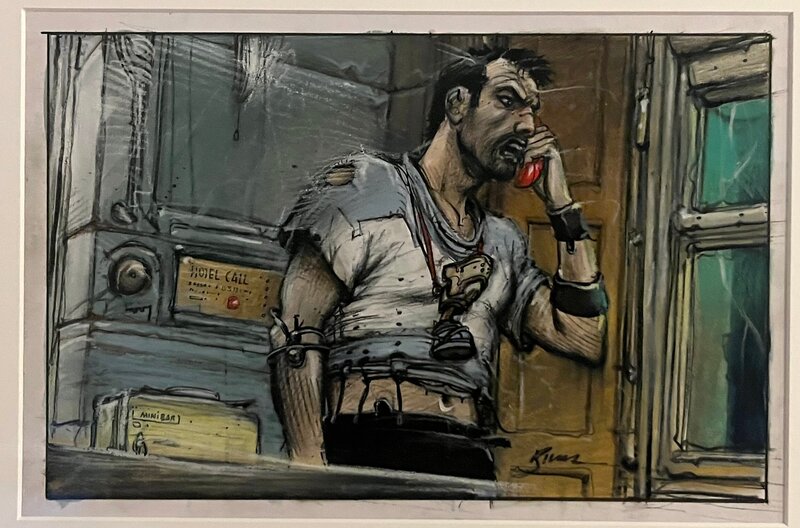 Enki Bilal, Dessin original le sommeil du monstre - Illustration originale