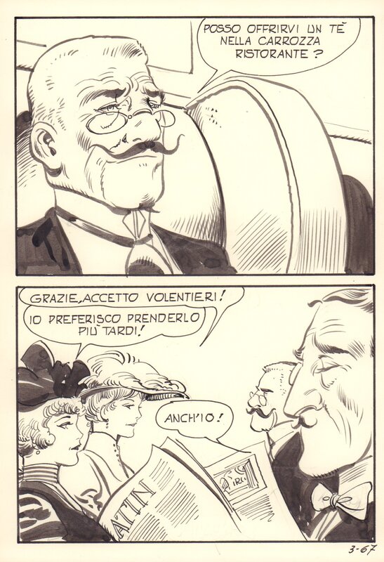En vente - Le train bleu 3-67 par Leone Frollo - Planche originale