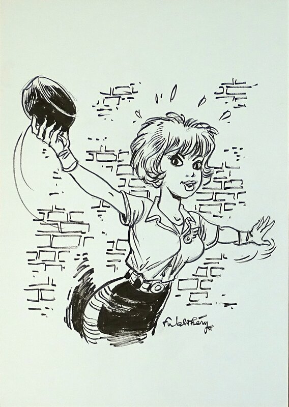 En vente - Natacha Chapeau par François Walthéry - Illustration originale