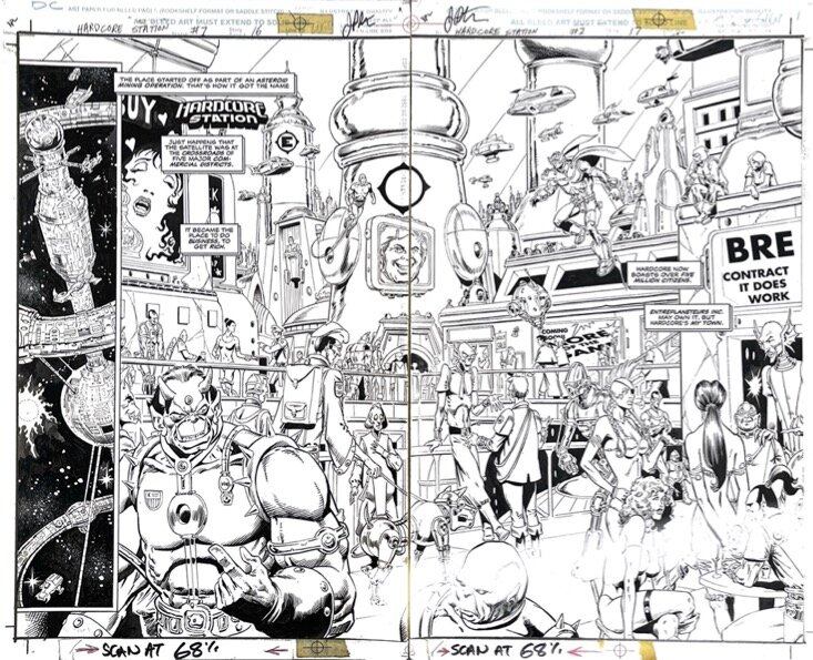 For sale - Jim Starlin, Hardcore Station #1 page 16 et 17 - Comic Strip