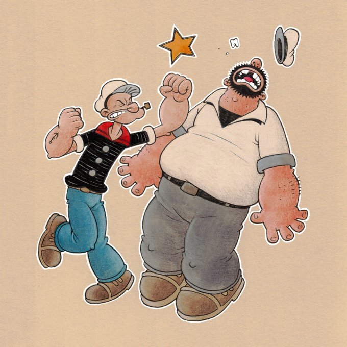 Popeye and Brutus by Roger Langridge - Original Illustration
