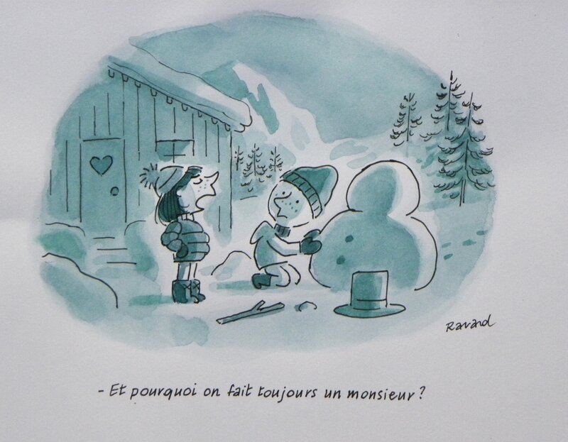 En vente - » Bonhomme de neige  » – Illustration originale – François Ravard - Illustration originale