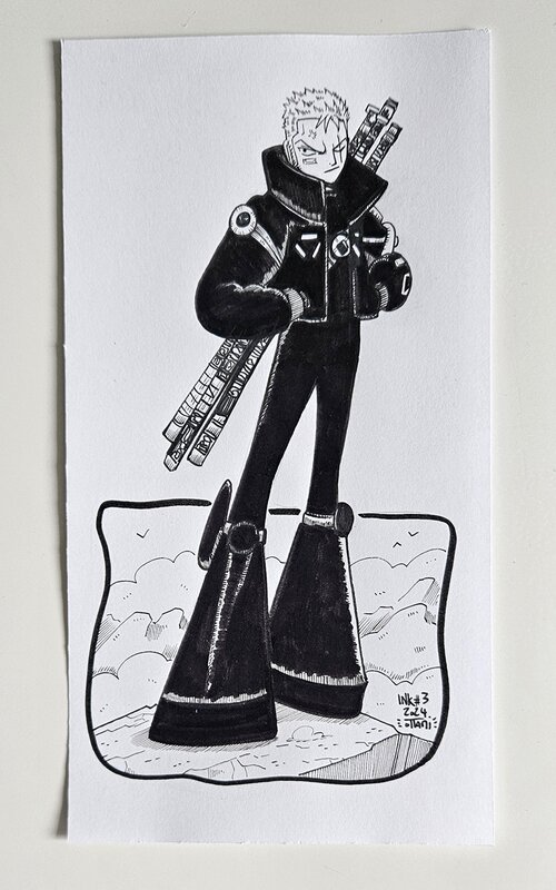 oTTami, Dessin original de l'Inktober 2024 : Zorro Roronoa de One Piece ! - Original Illustration