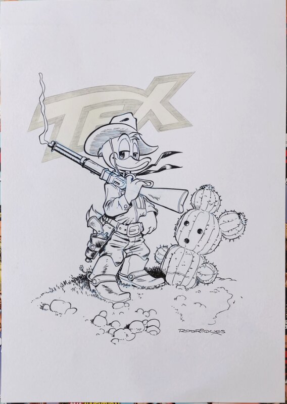 Paco Rodriguez Peinado, Donald Duck, hommage à Tex Willer - Original Illustration