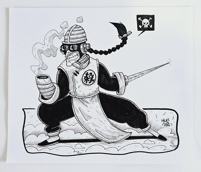 For sale - oTTami, Dessin original de l'Inktober 2024 : Tao Pai Pai de Dragon Ball ! - Original Illustration