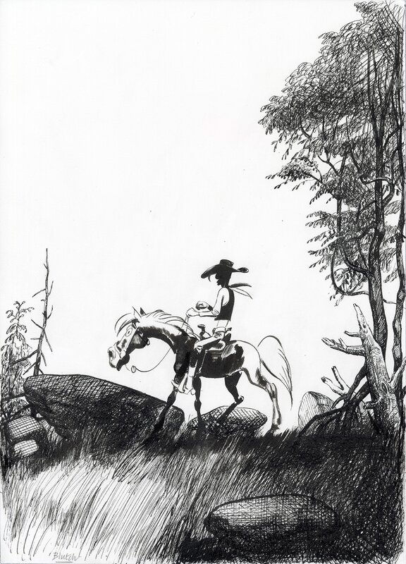 For sale - Blutch, Les indomptés - hommage à Lucky Luke - couverture de l'édition limitée NB - Original Cover