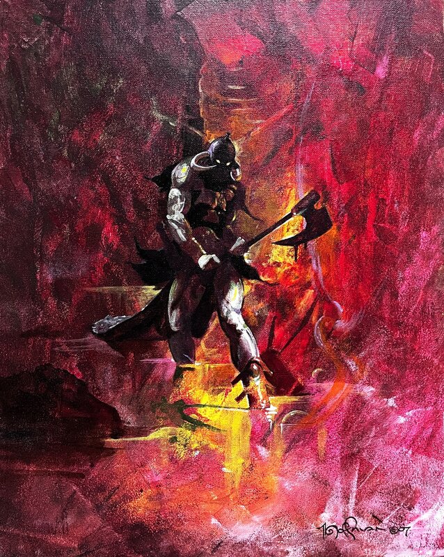 Mike Hoffman, Death Dealer on fire - Hommage à Frank Frazetta - Couverture originale