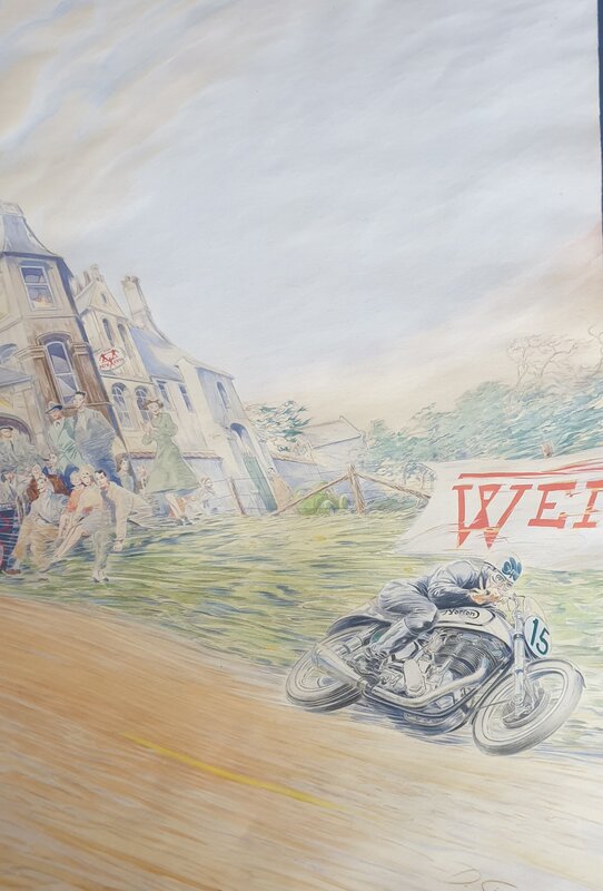 Denis Sire, Tourist Trophy course de l'ile de man - Original Illustration