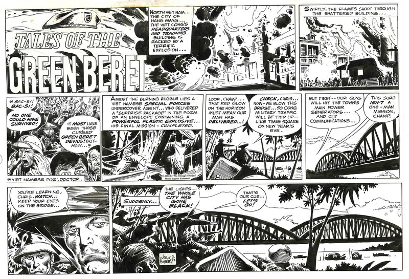 Joe Kubert, Tales of the Green Beret sunday strip . 22 / 5 / 1966 . - Comic Strip