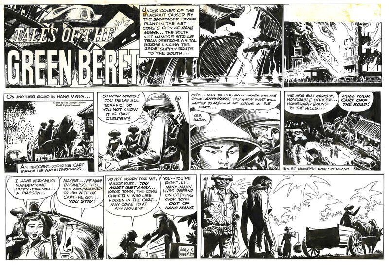Joe Kubert, Tales of the Green Beret sunday strip . 29 / 5 / 1966. - Comic Strip