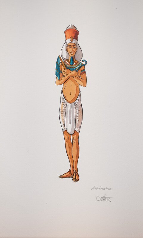 En vente - Akhénaton par Isabelle Dethan - Illustration originale