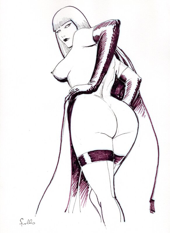 For sale - Leone Frollo - pin-up vue de derrière - Original Illustration