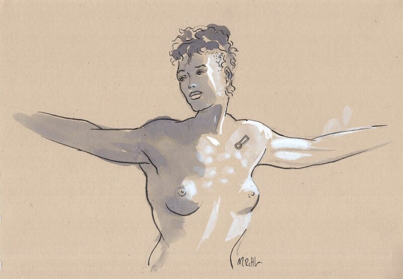 En vente - Visage nu par Marc Rouchairoles - Œuvre originale