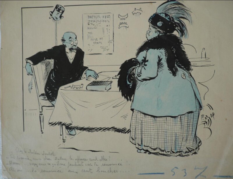 Le Docteur Dentiste by Fernand La Noë - Original Illustration