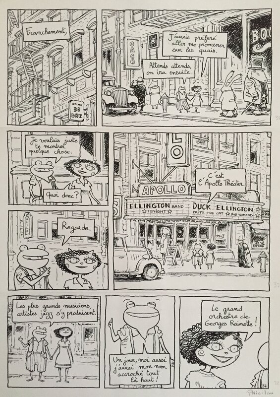 Phicil, Georges Frog#1, premier couplet, planche n°32, 2006. - Planche originale