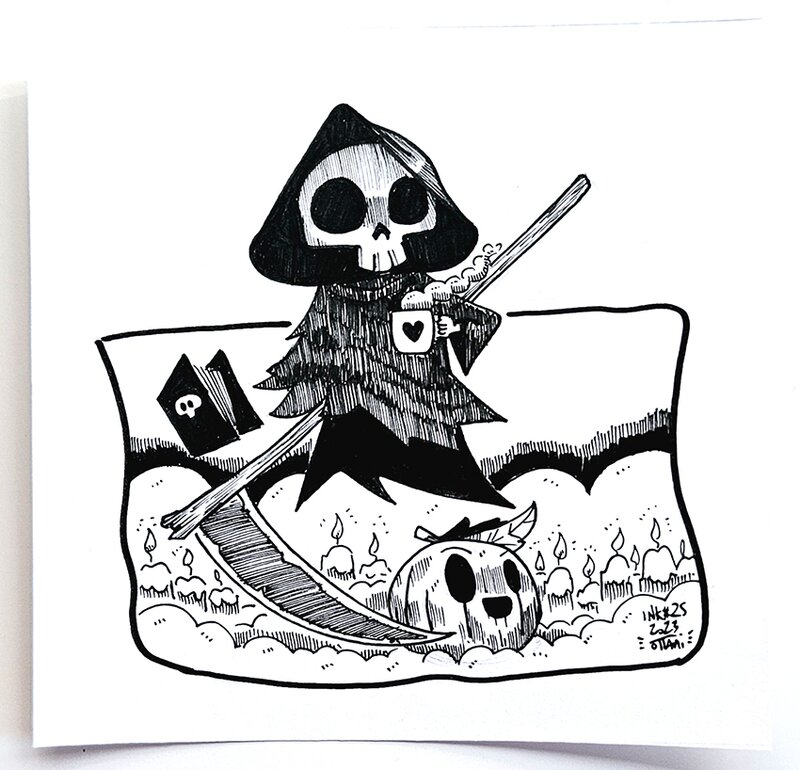 Dessin original de l'Inktober 2023 : Have a Nice Death par oTTami ! - Illustration originale