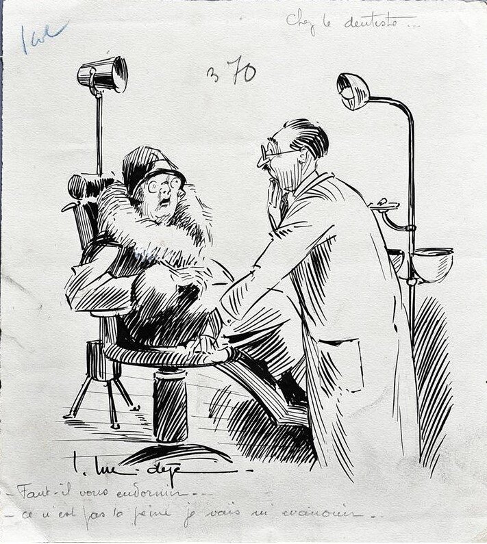 Chez le dentiste... par Luc Dèje - Illustration originale