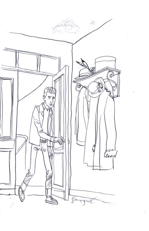 En vente - Jeff Pourquié - Le temps des copains Case P25 - Illustration originale