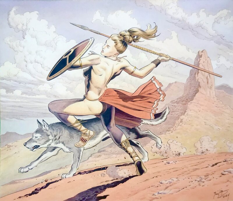 For sale - En chasse by François Miville-Deschênes - Original Illustration