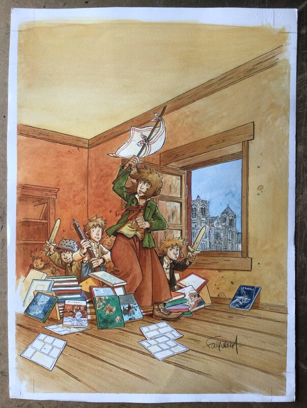 En vente - Xavier Fourquemin, Affiche festival BD de Bourges - Illustration originale
