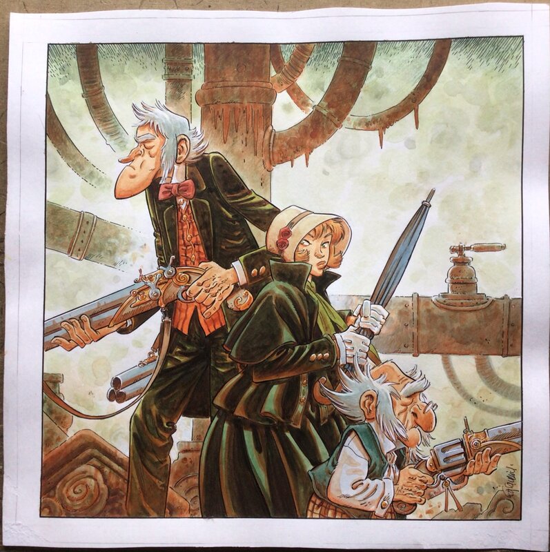 En vente - Xavier Fourquemin, Miss Endicott et compagnie - Illustration originale