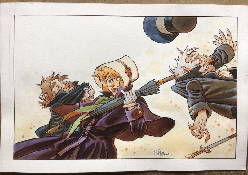 For sale - Xavier Fourquemin, Miss Endicott et les Gnomes - Original Illustration