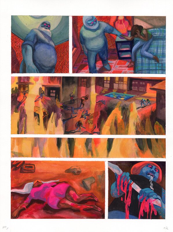 For sale - Elene Usdin, Nightmare Motel - Métal Hurlant - planche originale 12 - Comic Strip
