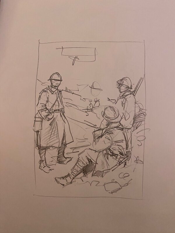 Stéphan Agosto, illustration originale, croquis Préparatoire, 