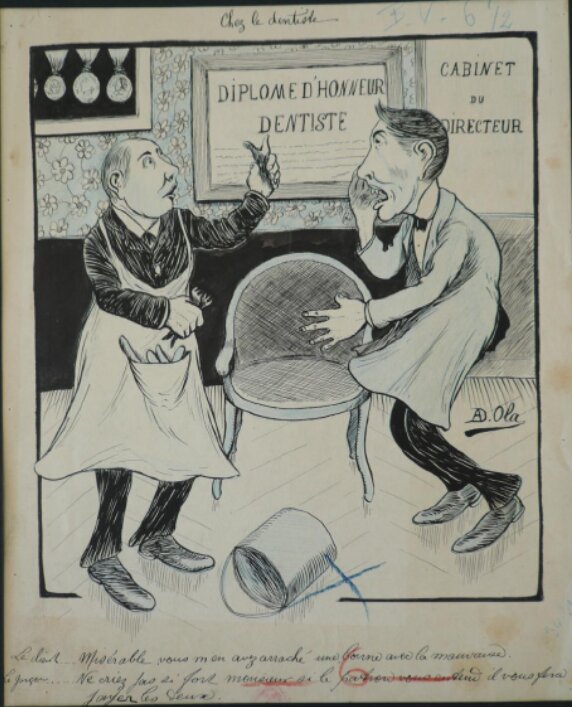 Chez le dentiste... par David Ola - Illustration originale