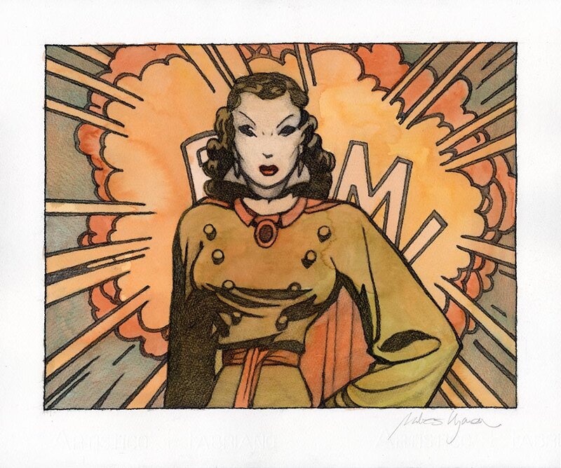 En vente - Miles Hyman, Dragon Lady - Hommage à Terry & les pirates - Illustration originale