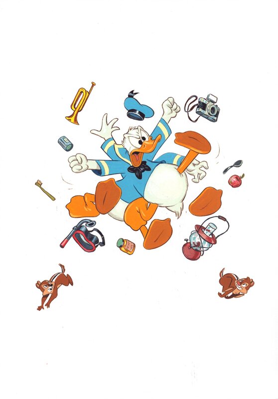 En vente - Federico Bertolucci, Frédéric Brrémaud, Les Vacances de Donald - Illustration originale